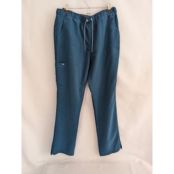 Koi-Next Gen Scrub Set-Lg-Turquois 5-pocket drawstring pants, matching top - Picture 1 of 12
